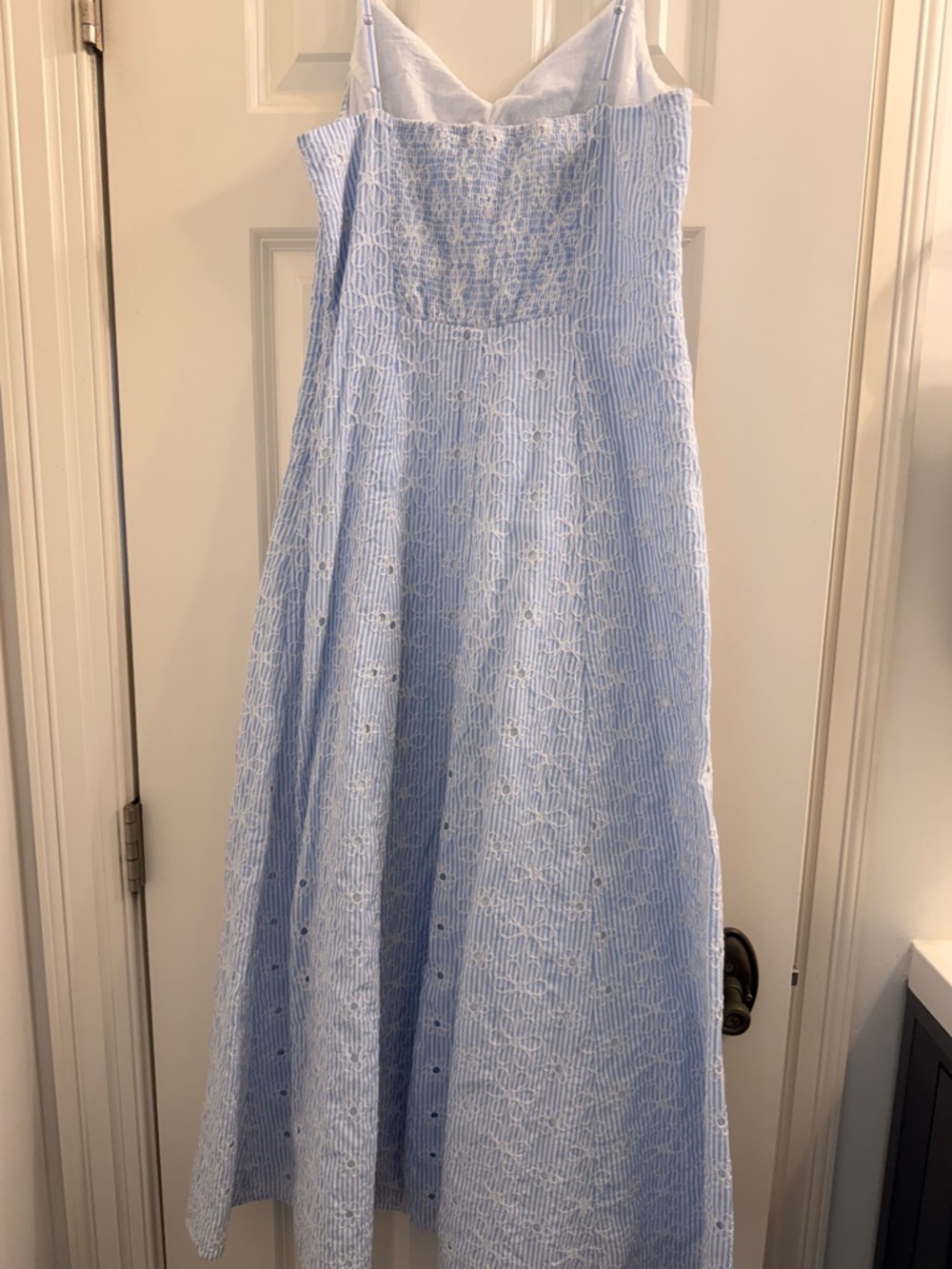 GAP V-Neck Light Blue Eyelet Midi Dress Size Small - Picture 5 of 8